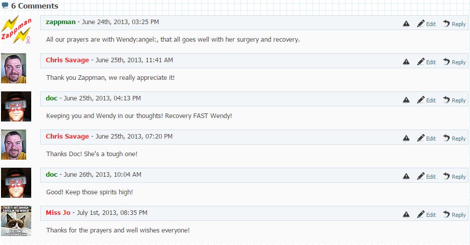 Comments from the old website.