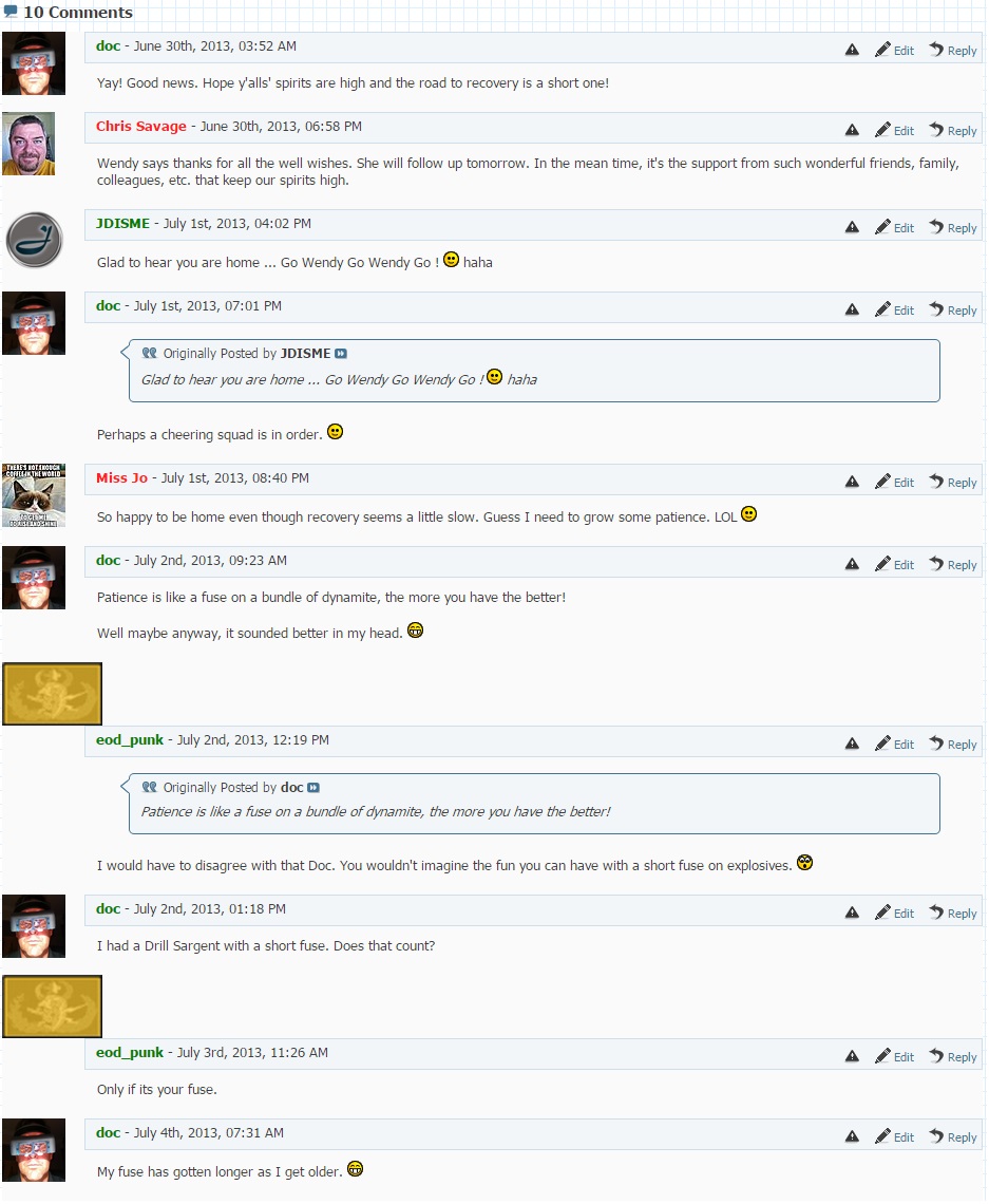 Comments from the old website.