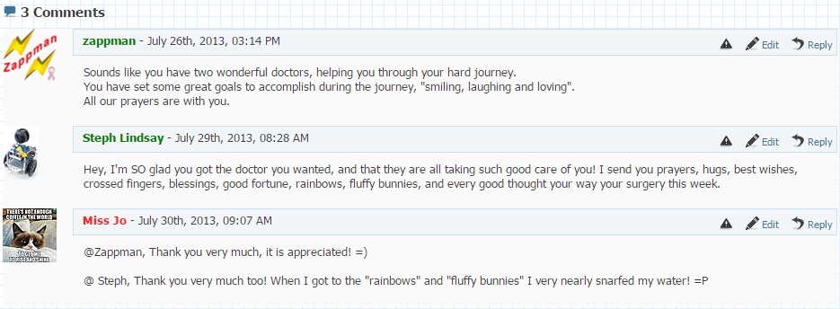 Comments from the old website.