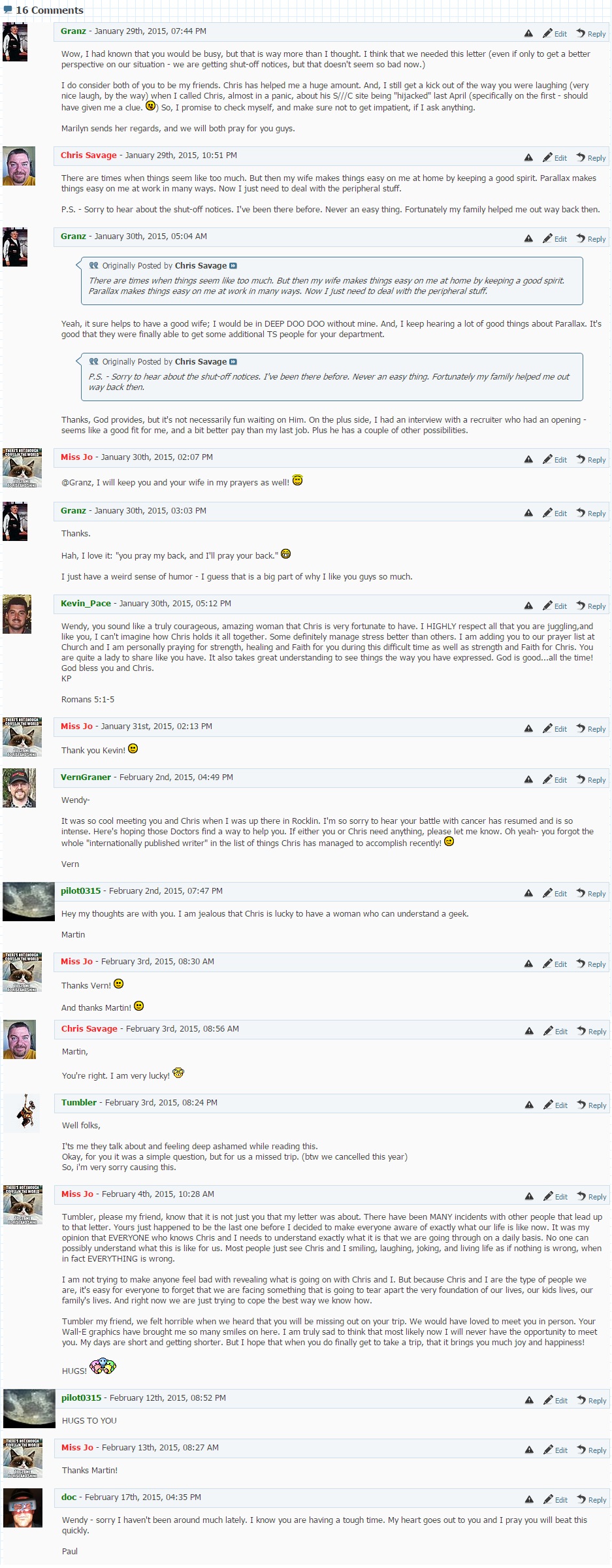 Comments from the old website.