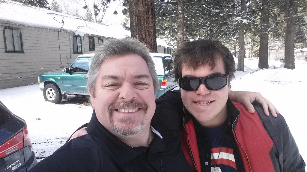 First stop was South Lake Tahoe to get Joe. As you can see it was snowing!